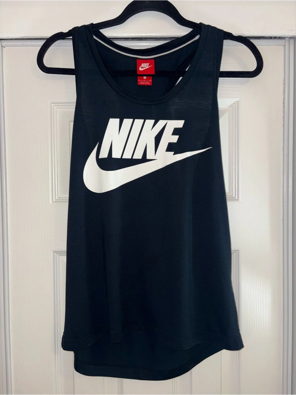 Nike Black Tank Top with White Swoosh Logo